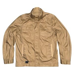 Oakley Waxed Canvas Tactical Utility Jacket Sz L Desert Tan Full Zip Button EUC